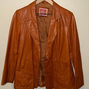 Ms. Pioneer Vintage Leather Blazer | Genuine Leather | Made in Korea | Size 16